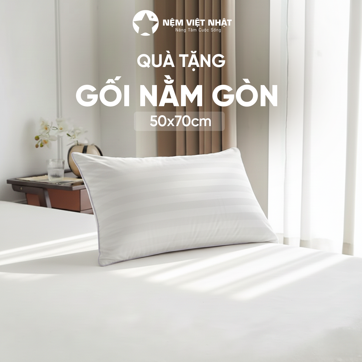Nệm Foam Việt Nhật Latex Gold – Qua tang Goi gon 50x70cm