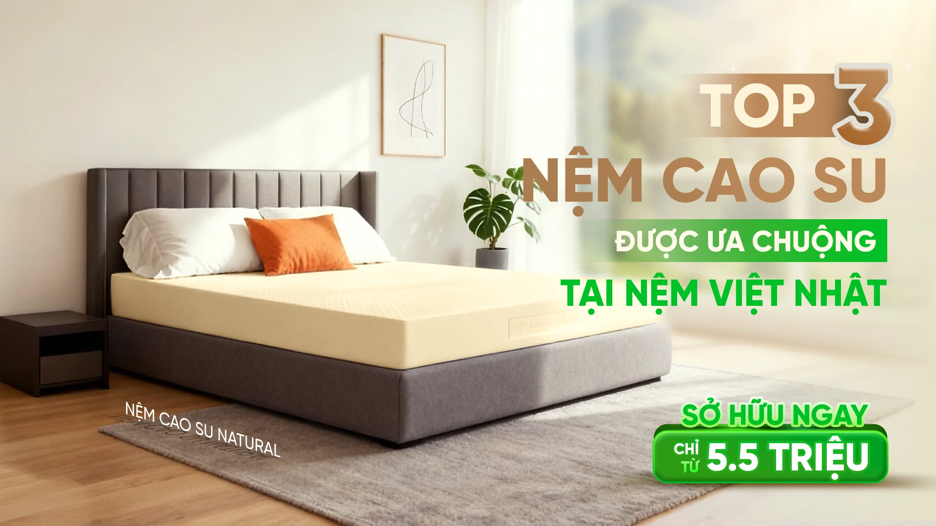 Top 3 nệm cao su bán chạy tại Nệm Việt Nhật