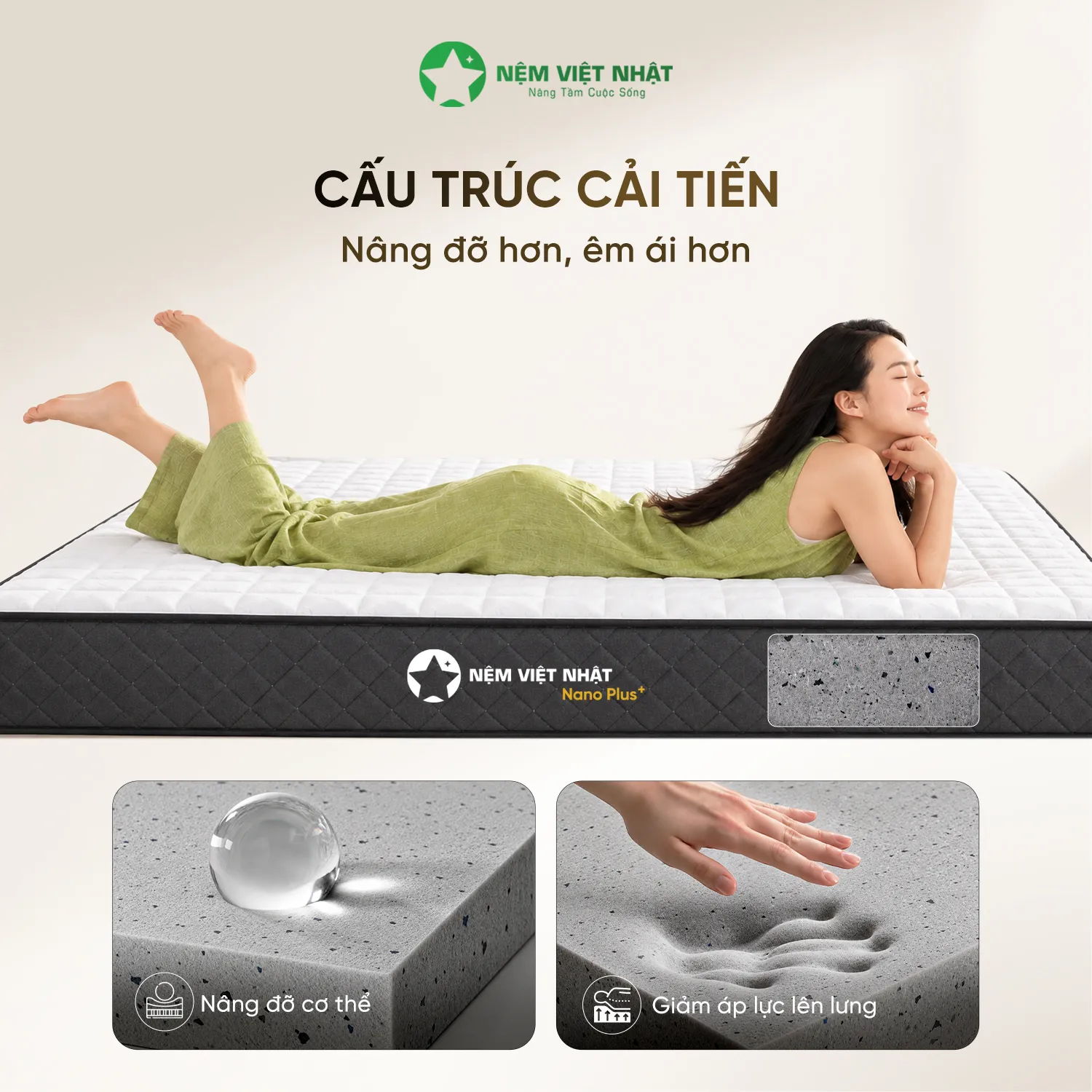 Nệm Foam Việt Nhật Nano Plus+ | Phiên bản cải tiến êm ái, sang trọng vượt bậc – Artboard 6 11zon